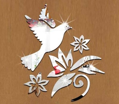 Wholesale custom acrylic wall birds flowers 3D mirror stickers MS-1683