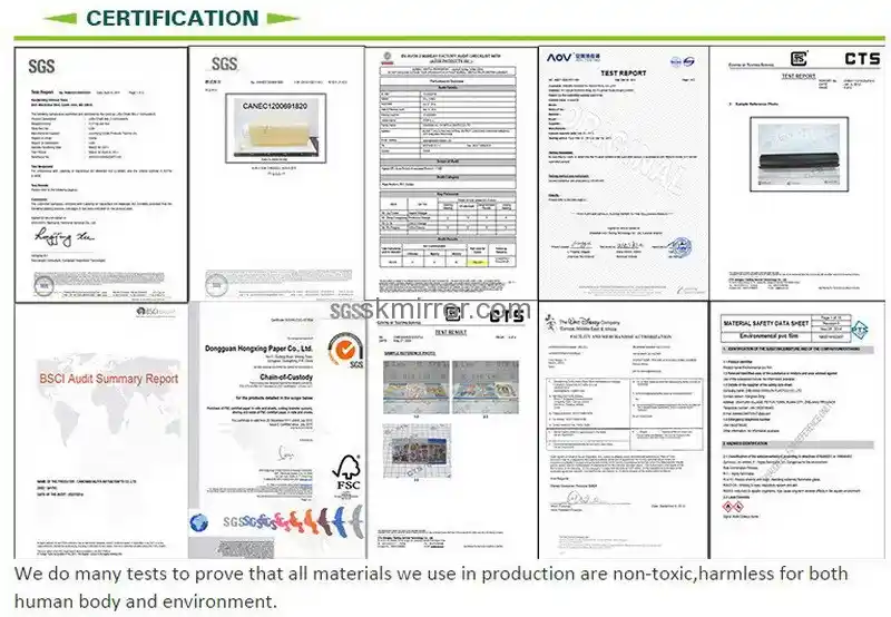 Our Certificate of custom acrylic mirror