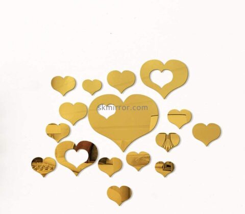 Wholesale custom acrylic wall heart 3D mirror stickers MS-1679