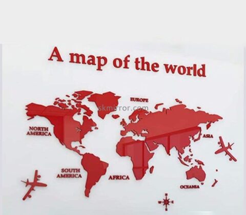 Wholesale custom acrylic wall world map 3D mirror stickers MS-1678