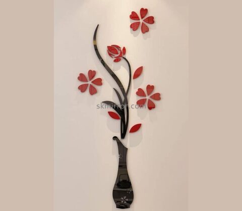 Wholesale custom acrylic wall decor vase mirror stickers MS-1676