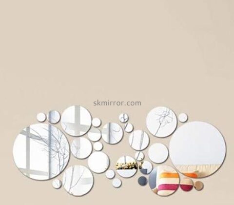 Wholesale custom acrylic wall 3D round mirror stickers MS-1689