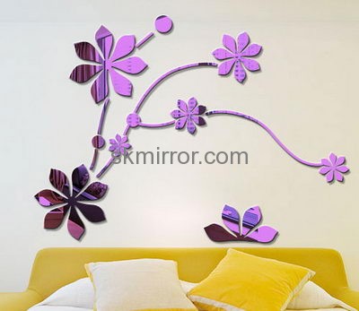 Custom and wholesale acrylic mirror flower stickers for walls MS-1558