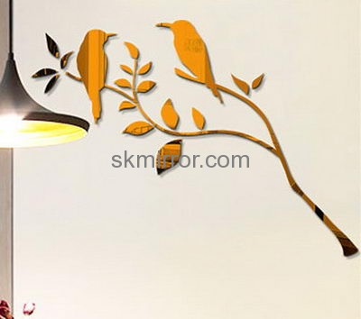 Perspex manufacturers custom acrylic bird mirror wall decor stickers MS-1489