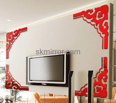 Acrylic company custom wall mirror stickers flowers MS-1353