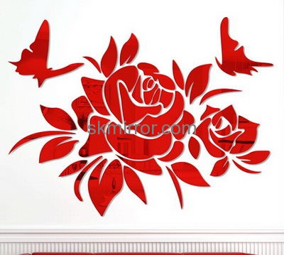 Acrylic items manufacturers custom design flower decal mirror sticker MS-1254