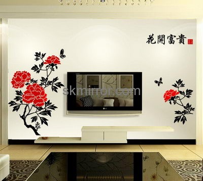 Decorative mirror manufacturers customized acrylic home decor wall decals stickers MS-1089