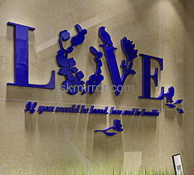 Wholesale mirrors suppliers customized acrylic love mirror wall art stickers MS-1072