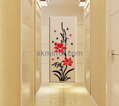 Mirror factory customized acrylic flower wall stickers MS-1048