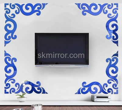 Mirror company customized acrylic mirror wall decals flowers sticker MS-1034