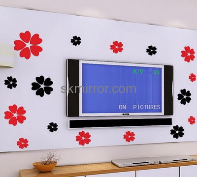 Mirror company customized acrylic wall mirror decorative flower stickers MS-1016