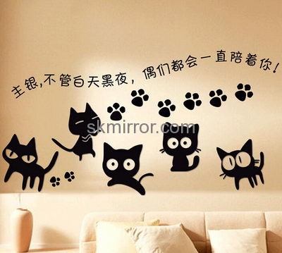 Wholesale mirrors suppliers customized black cat wall stickers MS-966