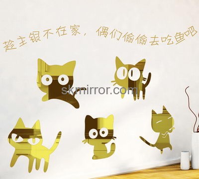 Decorative mirror manufacturers customized cat wall stickers decals for bedroom MS-956