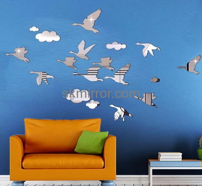 Custom acrylic bedroom wall mirrors decorative bird wall decals home wall stickers MS-457