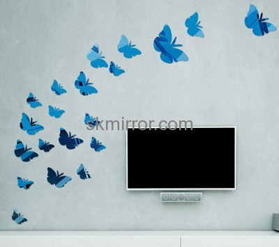 Acrylic mirror company direct sale mirror wall decor butterfly mirror stickers MS-336