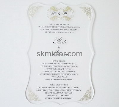 Hot selling acrylic perspex wedding invitations clear acrylic invitations laser cut wedding invitations wholesale MI-007