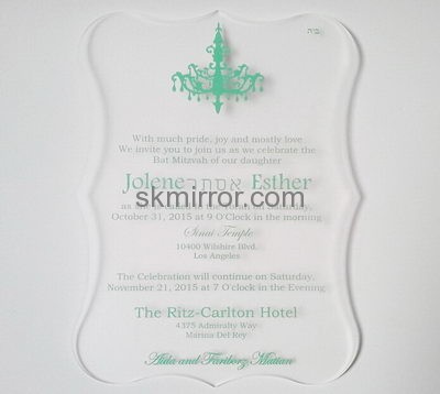 Customized acrylic mirror invitation acrylic invitations acrylic wedding invitations MI-001