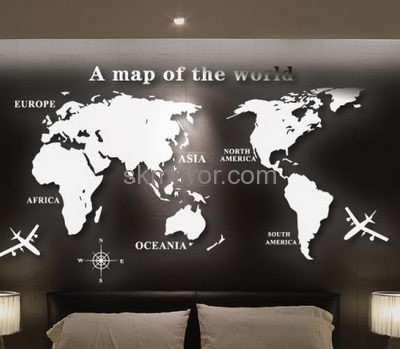 Factory custom mirror world map wall sticker 3d MS-131