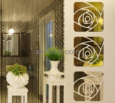 Factory hot selling acrylic gold sticker decorative wall mirror 3d hologram sticker MS-096