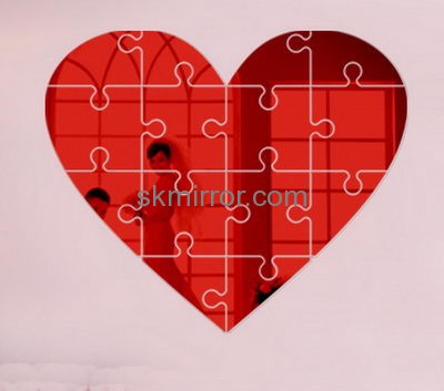 Wholesale acrylic heart shaped sticker big mirror ikea wall mirror sticker MS-058