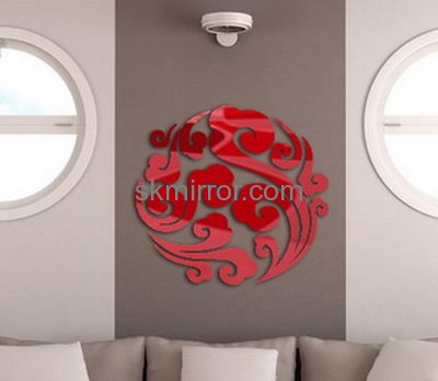 Hot selling acrylic ikea round wall mirror decoration 3d floor sticker MS-067