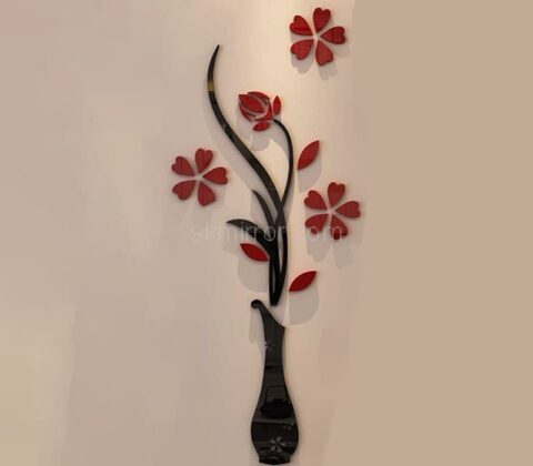 Wholesale custom acrylic wall flower mirror stickers