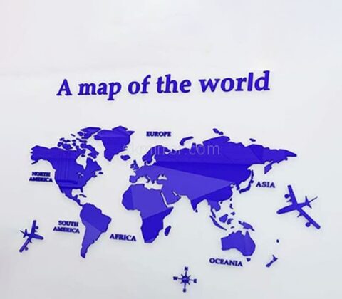 Wholesale custom acrylic wall world map 3D mirror stickers